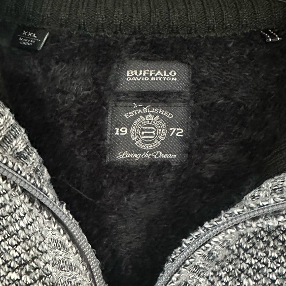 Buffalo David Bitton Gray Men's Full-Zip Knit with Sherpa Lining Size XXL - Picture 3 of 8